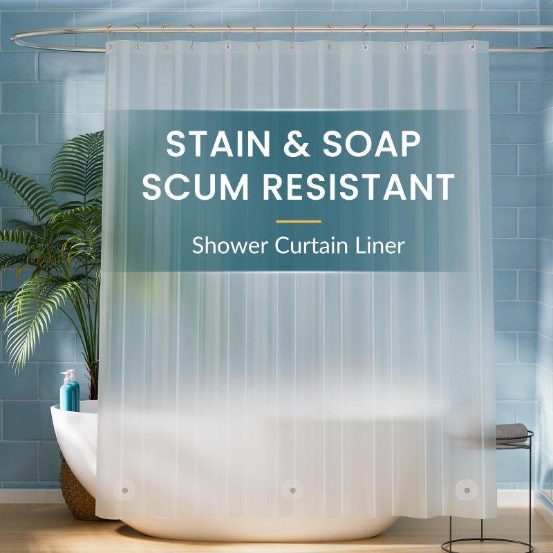 Titanker Plastic Shower Curtain Liner 72 x 72 Frosted Shower Liner Waterproof Lightweight Cute Shower Curtains for Bathroom with Magnets and Rustproof Grommets - Image 1